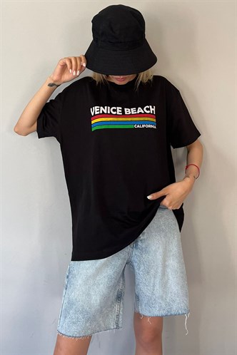 Black Printed Over Fit T-Shirt MG1516
