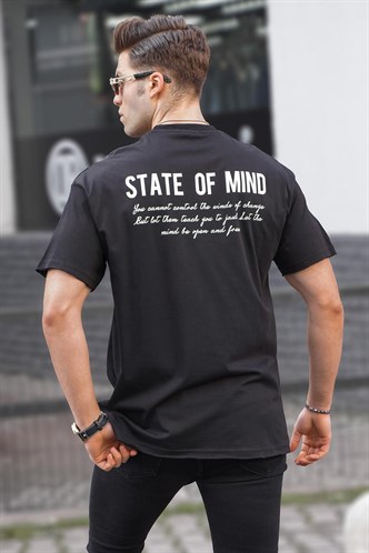 Siyah Baskılı Oversize Erkek Tişört