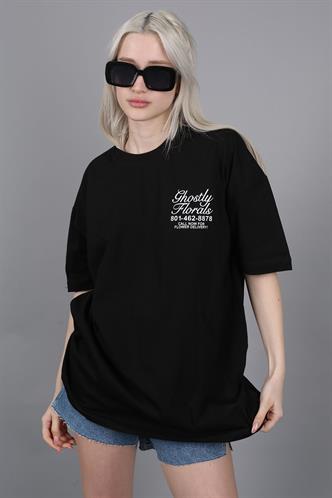 Siyah Baskılı Oversize Tişört MG1513