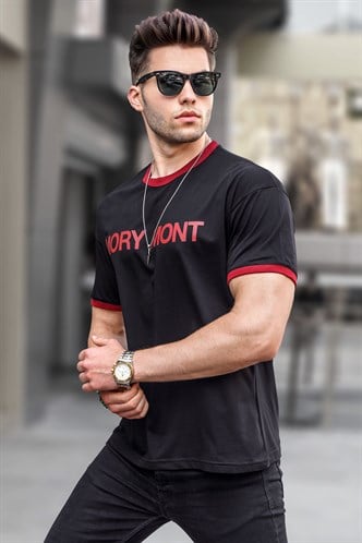 Siyah Baskılı Regular Fit Tişört 5884