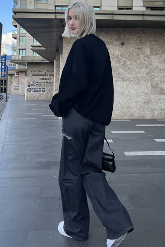 Black Crewneck Oversize Sweatshirt MG1588