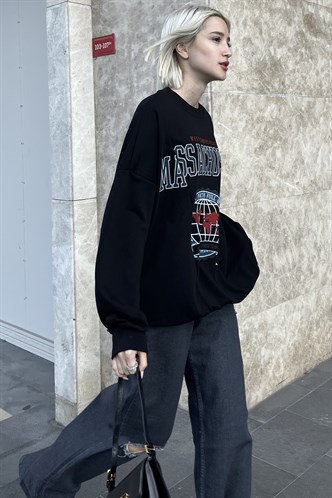 Black Crewneck Oversize Sweatshirt MG1588