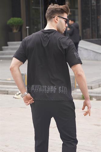 Siyah Bisiklet Yaka Erkek Tişört 6112