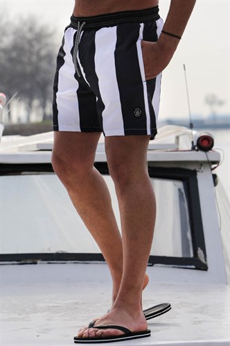 Siyah Çizgili Erkek Deniz Şortu 6360