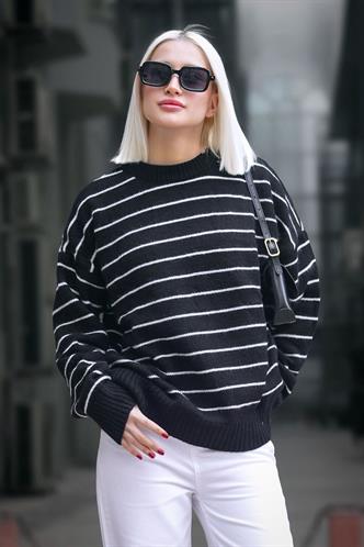 Black Striped Knitwear Sweater MG1262