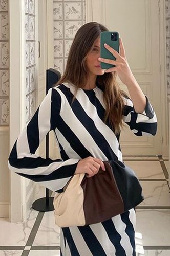 Mad Girls Striped Black Long Dress MG1443