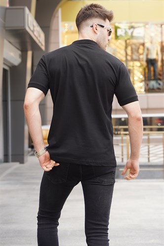 Siyah Desenli Erkek Polo Yaka Tişört 5871