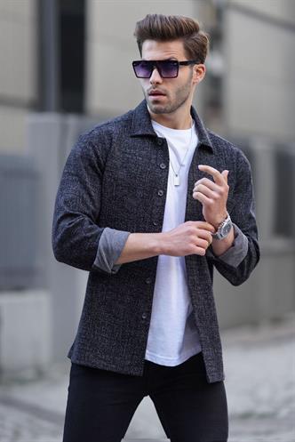 Siyah Desenli Regular Fit Erkek Gömlek 6717