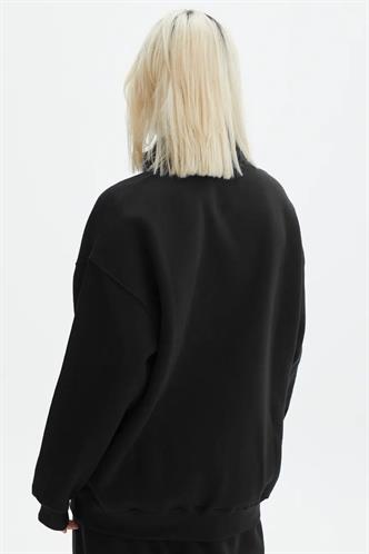 Siyah Fermuar Detaylı Oversize Sweatshirt MG1933