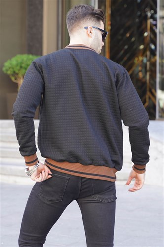 Siyah Kapitone Desenli Erkek Bomber Ceket 6035