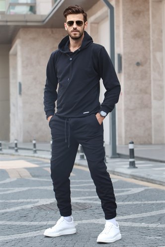 Siyah Kapşonlu Basic Eşofman Takımı 5908