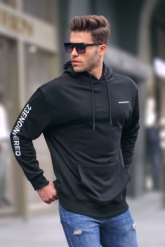 Siyah Kapüşonlu Erkek Sweatshirt 6038