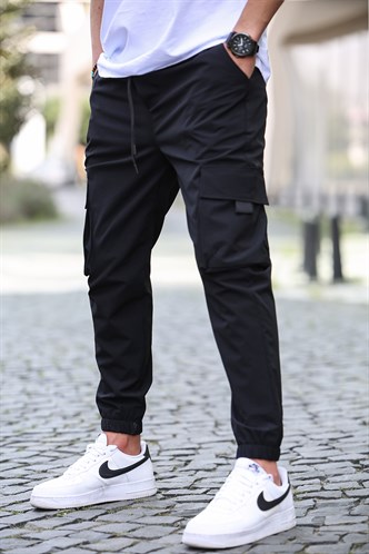 Men Black Cargo Trousers 5461