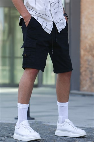 Siyah Kargo Cep Erkek Kapri Şort 5737