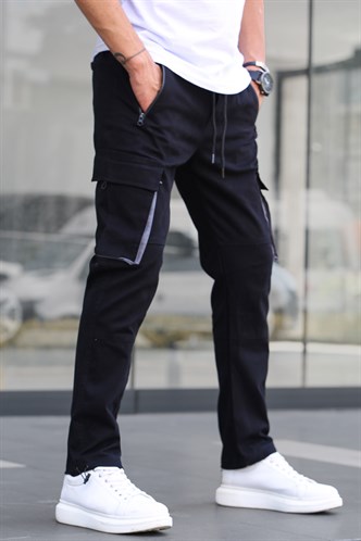 Siyah Kargo Cep Jogger Pantolon 5791