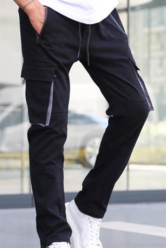 Siyah Kargo Cep Jogger Pantolon 5791