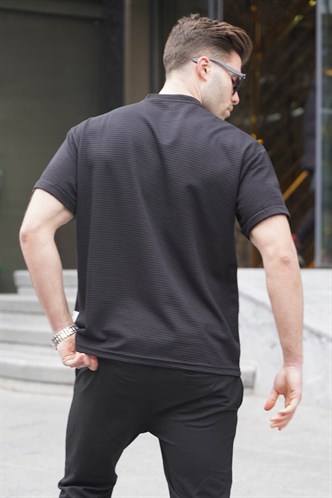 Siyah Likralı Basic Erkek Tişört 6060