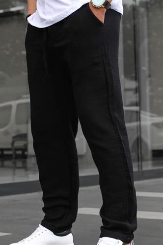 Siyah Müslin Kumaş Erkek Basic Pantolon 6507