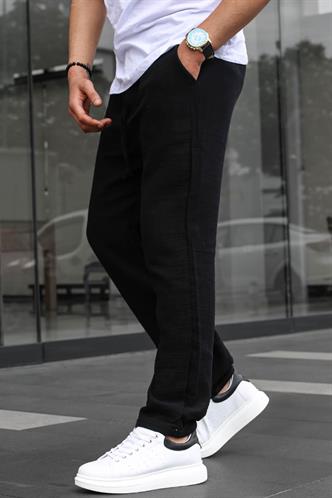 Siyah Müslin Kumaş Erkek Basic Pantolon 6507