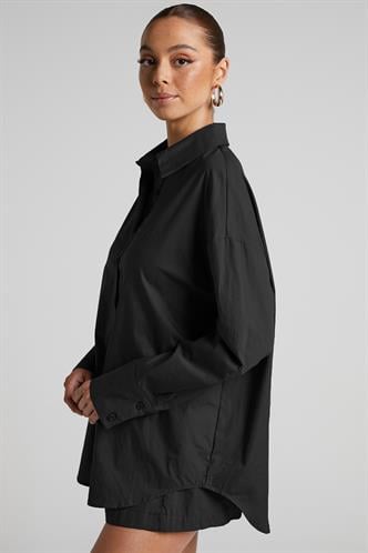 Siyah Oversize Basic Kadın Gömlek MG1794