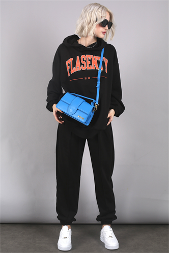 Black Oversize Printed Tracksuit MG1561