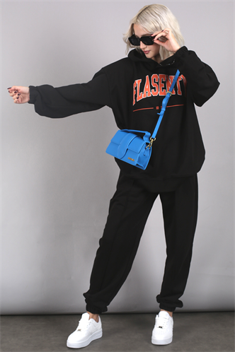 Black Oversize Printed Tracksuit MG1561