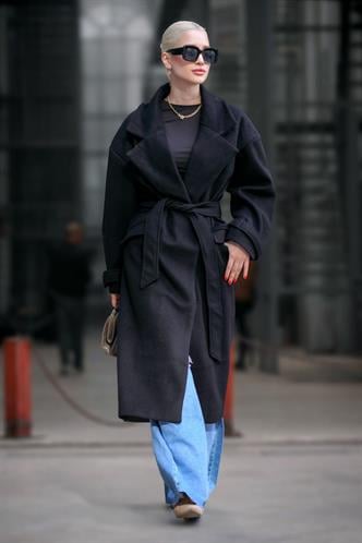 Siyah Oversize Uzun Kadın Kaban MG1584
