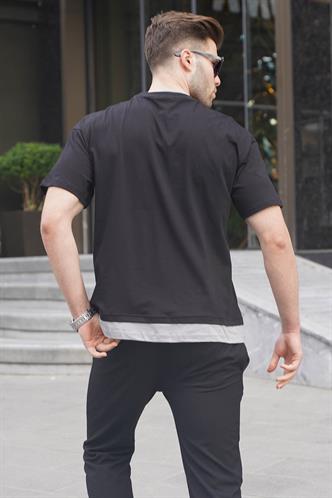 Siyah Parçalı Basic Erkek Tişört 6090