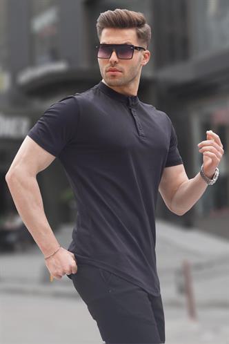 Siyah Polo Yaka Basic Erkek Tişört 6132
