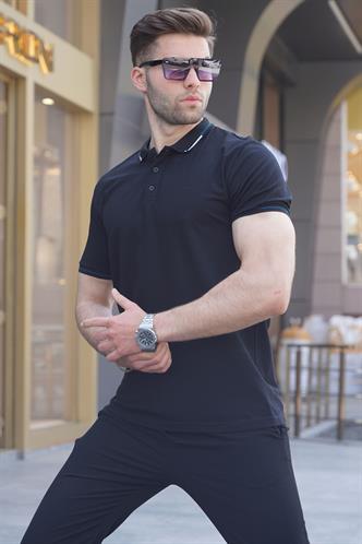 Siyah Polo Yaka Erkek Tişört 6113