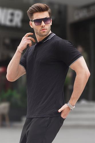 Siyah Polo Yaka Regular Fit Erkek T-shirt 6110