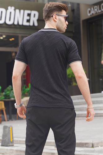 Siyah Polo Yaka Regular Fit Erkek T-shirt 6110