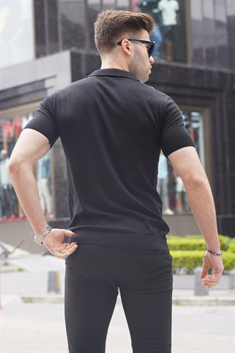 Siyah Polo Yaka Triko Erkek Tişört 6353
