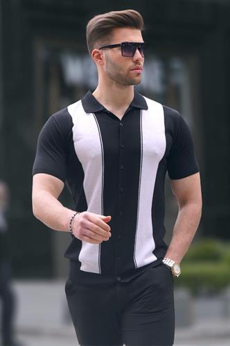 Siyah Polo Yaka Triko Erkek Tişört 6353