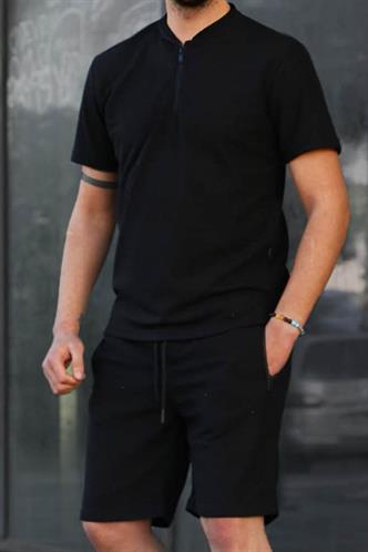Siyah Regular Fit Erkek Şort Takımı 6364
