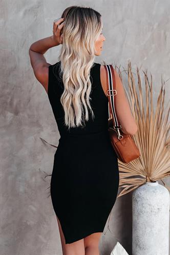 Siyah Askılı Mini Basic Elbise MG1727