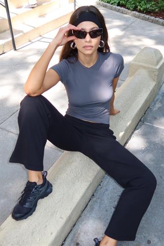 Siyah Wide Leg Basic Eşofman Altı MG1916