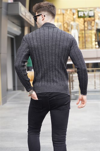 Black Designed Knitted Sweater 5761