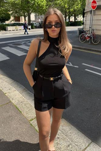 Siyah Yüksek Bel Wed Leg Pileli Kadın Mini Şort Mg2537