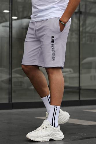 Boyalı Gri Erkek Baskılı Kapri Şort 5403