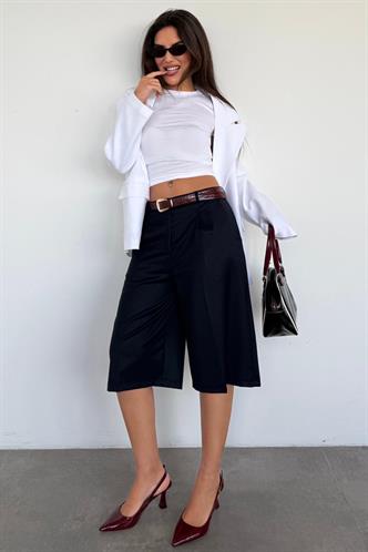 Lacivert %100 Pamuklu Cepli Kumaş Bermuda Şort MG2640