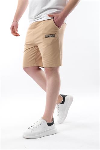 Bej Baskılı Erkek Kapri Şort 5487