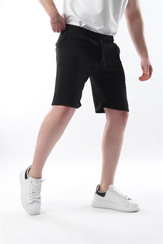 Siyah Beli Ayarlanabilir Cepli Kısa Erkek Şort 6544