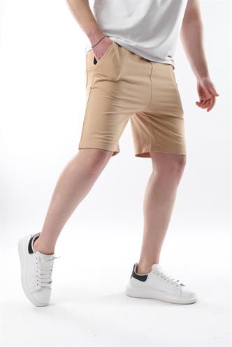 Bej Baskılı Erkek Kapri Şort 5487