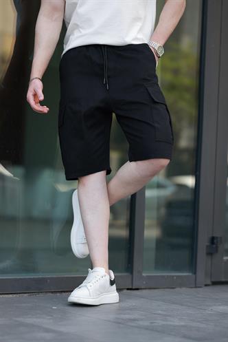 Siyah Kargo Cepli Erkek Şort E6571