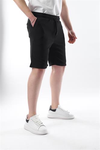 Siyah Beli Ayarlanabilir Cepli Kısa Erkek Şort 6544