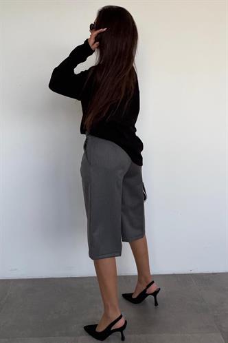 Antrasit %100 Pamuklu Cepli Kumaş Bermuda Şort MG2640