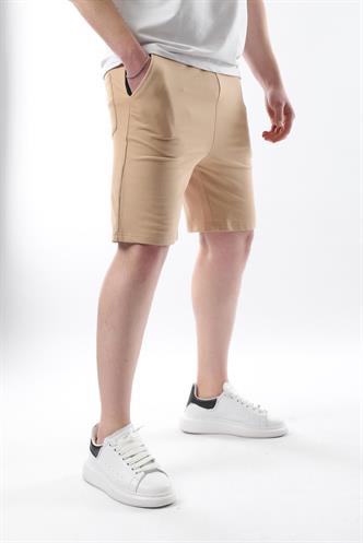 Bej Baskılı Erkek Kapri Şort 5487