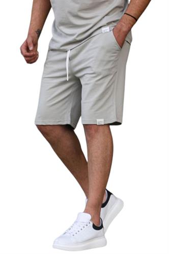 Ekru-Siyah-Boyalı Gri Basic 3lü Şort Seti E7421