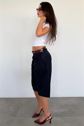 Lacivert %100 Pamuklu Cepli Kumaş Bermuda Şort MG2640